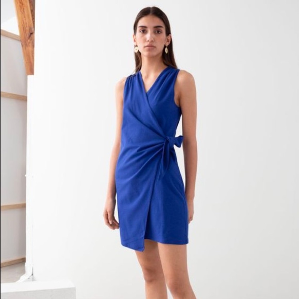 Sleeveless mini wrap dress